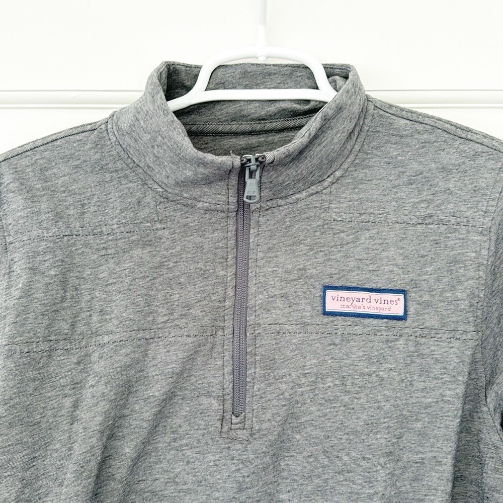 VINEYARD VINES Edgartown pullover size kids XL (18) grey lightweight 1/4 zip - Picture 2 of 5